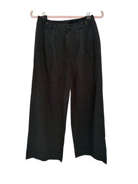 Madewell Petite Black High-Rise Wide-Leg Linen Pants 2 Petite